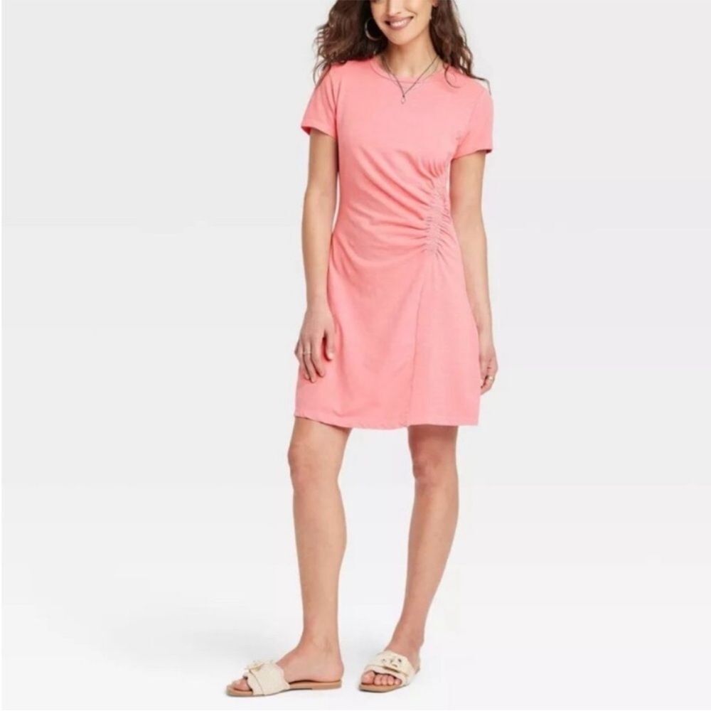 Universal Thread‎ Coral Side Ruched T-Shirt Dress, Size S, NWT